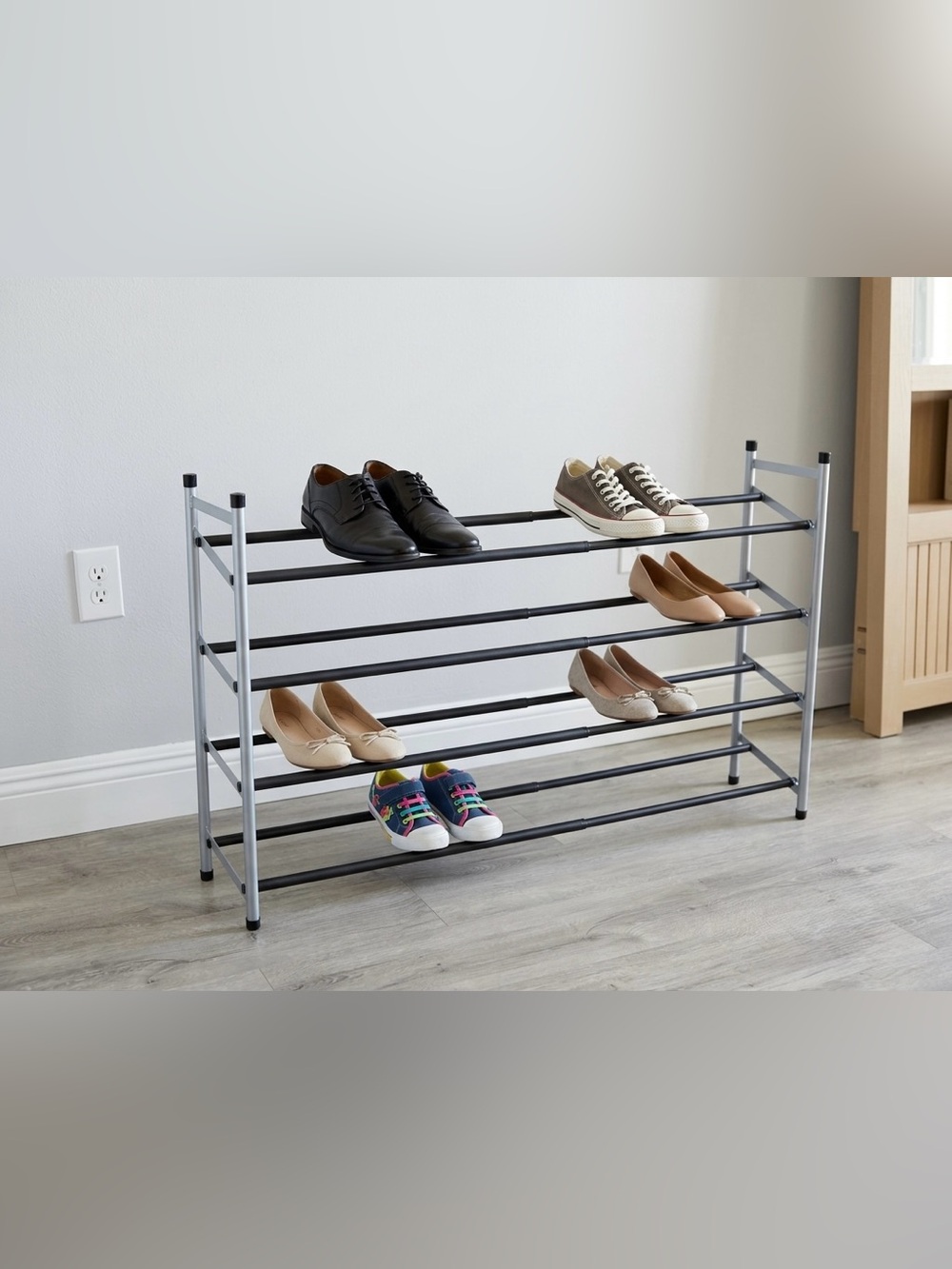 Mainstays Expandable 4-Tier Shoe Rack (23"-42" W x 29" H)
